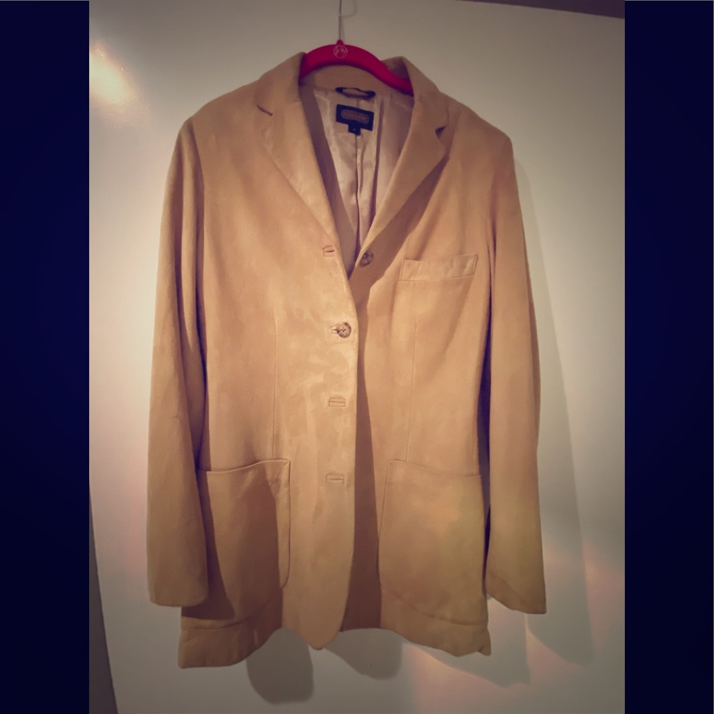 Suede Coach Blazer in Camel